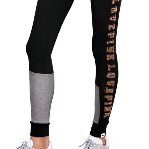 Nwt Victorias Secret PINK Rose Gold Bling Leggings - Picture 5 of 8